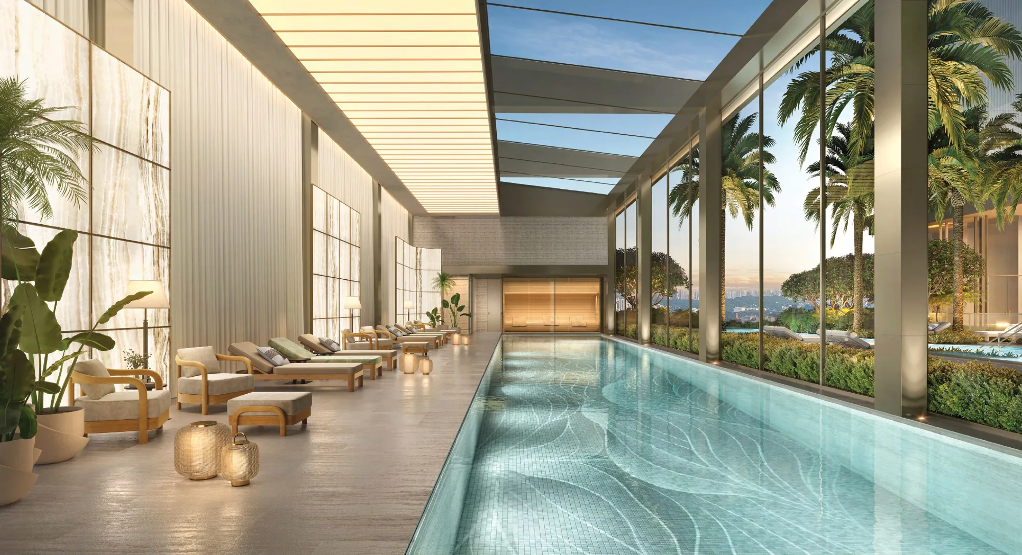 Perspectiva ilustrada: Piscina coberta, torre Venezia